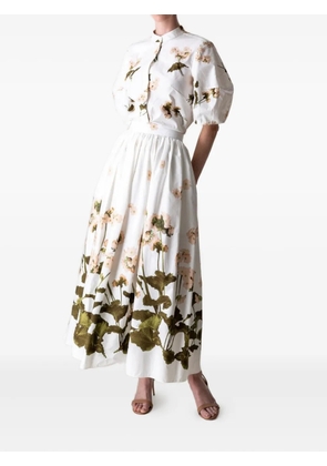 ERDEM floral-print puff-sleeve shirt - White