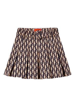 La DoubleJ pleated fish-print skirt - Blue