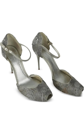 Giorgio Armani Pre-Owned 100mm rose peep-toe pumps - Grey
