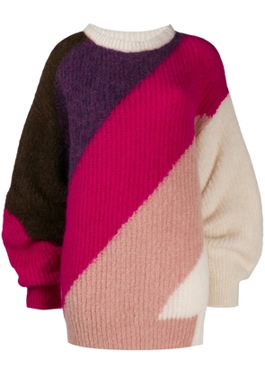 Circus Hotel diagonal stripe oversized jumper - Pink