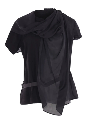 sacai draped belted blouse - Black