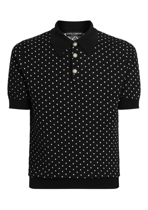 Dolce & Gabbana polka-dot buttoned polo shirt - Black