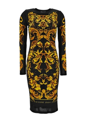 Versace Jeans Couture baroque-print long-sleeve dress - Black