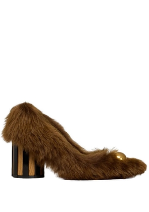 AMI Paris 100mm embellished pointed toe heel - Brown