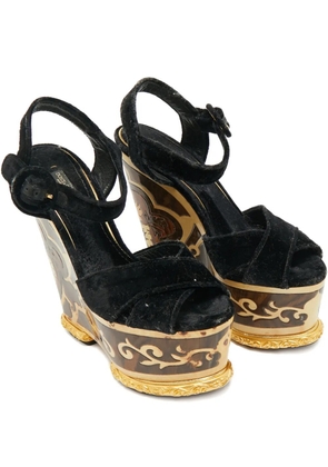 Dolce & Gabbana Pre-Owned velvet wedge sandals - Blue