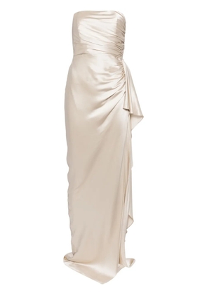 Michelle Mason strapless gathered silk gown - Grey