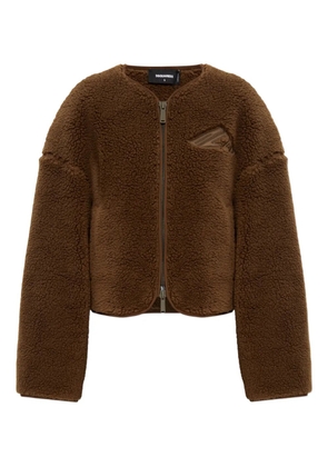 DSQUARED2 logo-embroidered fleece jacket - Brown