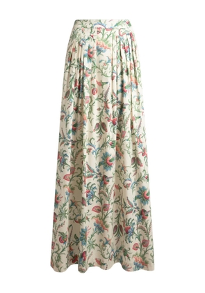 ETRO pleated floral-motif maxi skirt - Neutrals