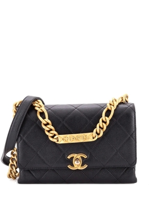 CHANEL Pre-Owned Bracelet On Chain Flap Bag Quilted Caviar Mini crossbody bag - Black