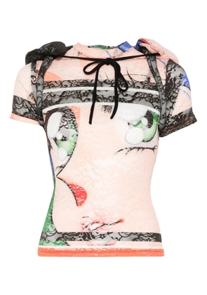 Ottolinger padded-hood lace T-shirt - Pink