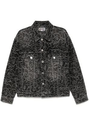 A BATHING APE® logo-embroidered denim jacket - Black