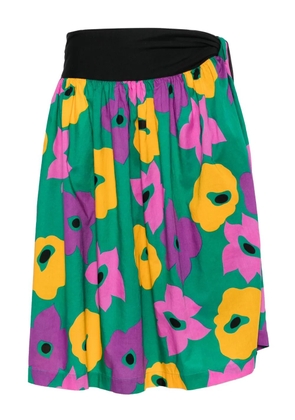 Saint Laurent Pre-Owned 1970s floral-print midi skirt - Black