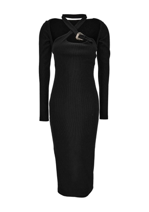 Versace Jeans Couture cross-neck ribbed dress - Black