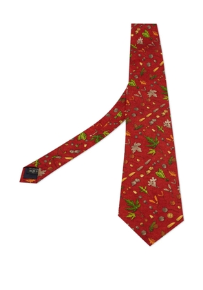 Dunhill leaf-print silk tie - Red