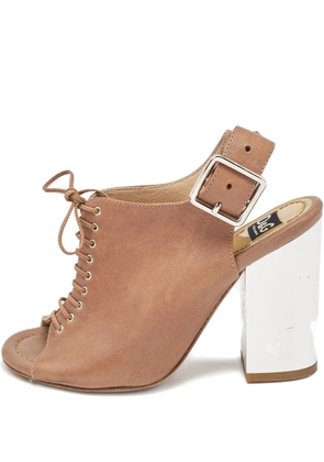 Dolce & Gabbana Pre-Owned 100mm leather block-heel sandals - Brown