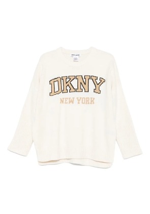 DKNY varsity-logo intarsia sweater - White