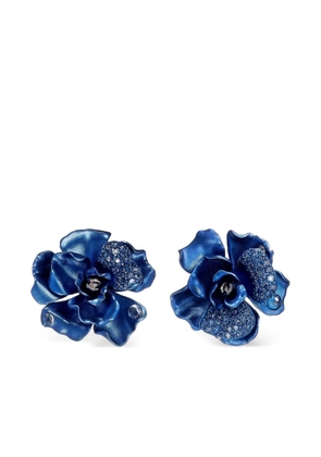 Anabela Chan rhodium vermeil and 14K white gold Midnight Camelia sapphire and topaz earrings - Blue