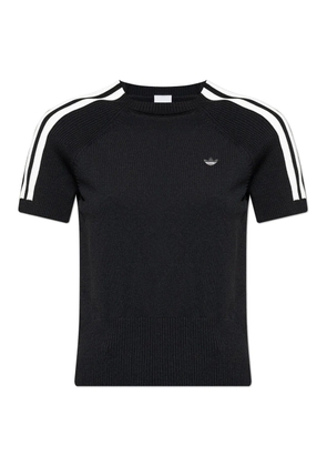 adidas three-stripe ribbed top - Black