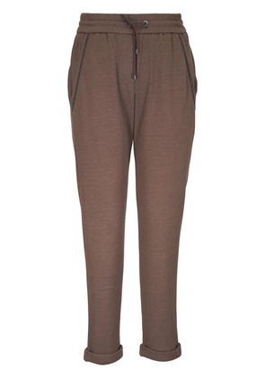 Brunello Cucinelli embellished track pants - Brown