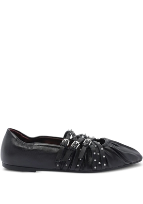 Ash Brendah buckle-strap studded ballet flats - Black