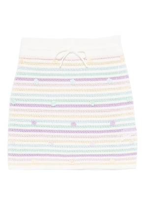 Casablanca striped floral-embellished skirt - White