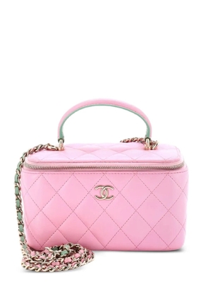 CHANEL Pre-Owned Classic Top Handle Vanity Case with Chain Quilted Lambskin Small crossbody bag - Pink