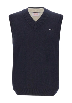 Sun68 V-neck embroidered-logo vest - Blue