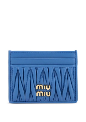 Miu Miu matelassé-motif leather card holder - Blue