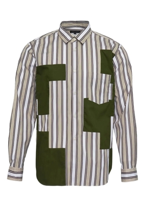 Comme des Garçons Homme Plus striped patchwork shirt - White