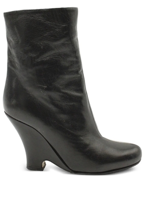 Miu Miu Pre-Owned leather wedge ankle boots - Black
