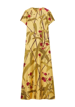 La DoubleJ floral-print swing midi day dress - Yellow
