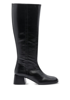 POEVE 50mm leather zip-detail boots - Black