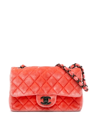 CHANEL Pre-Owned 2014-2015 Mini Rectangular Classic Velvet Single Flap crossbody bag - Orange