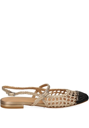 Chantal woven-effect slingback flat pumps - Neutrals