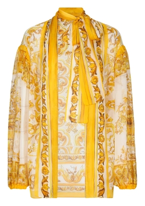 Dolce & Gabbana Majolica-print silk blouse - Yellow