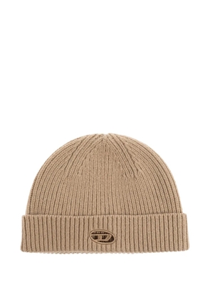 Diesel K-Arac logo ribbed beanie - Neutrals