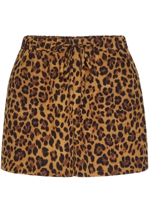 Valentino Garavani Animalier crepe de chine shorts - Brown