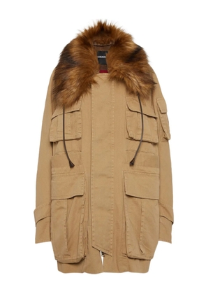DSQUARED2 fur-collar parka coat - Neutrals