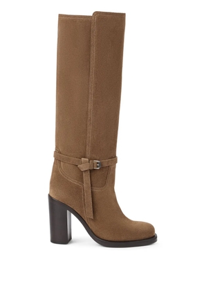 Brunello Cucinelli 100mm buckle-strap suede boots - Brown