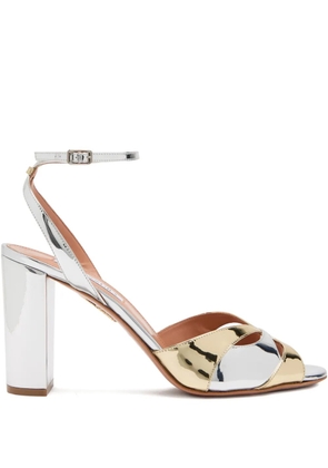 Aquazzura 85mm Moves leather ankle-strap sandals - Silver