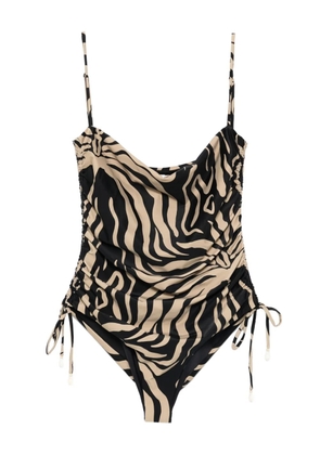 Johanna Ortiz zebra-print swimsuit - Black