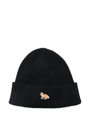 Maison Kitsuné logo-patch beanie - Black