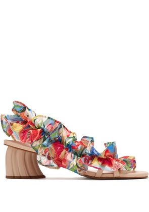 FARM Rio 65mm Ocean View Monstera heeled sandals - Neutrals