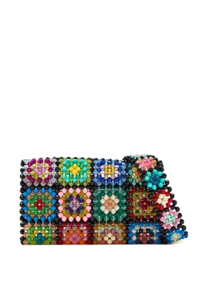 Bad at math beaded patchwork-effect shoulder bag - Black