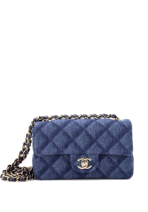 CHANEL Pre-Owned Classic Single Flap Bag 3D Quilt Printed Denim Mini crossbody bag - Blue
