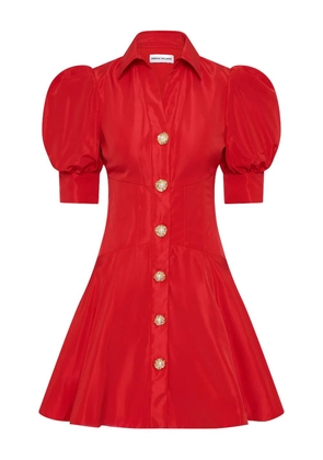 Rebecca Vallance puff-sleeve button-front mini dress - Red