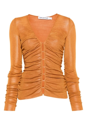 Self-Portrait V-neck gathered top - Orange