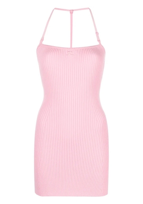 Courrèges logo-embroidered halterneck minidress - Pink