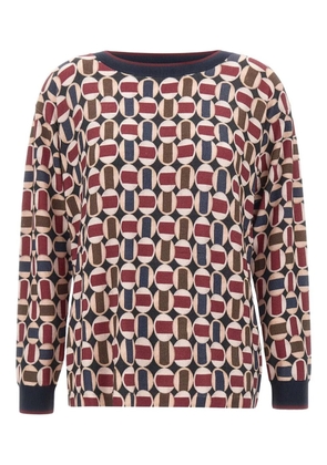 ELENA MIRO` geometric-pattern long-sleeve T-shirt - Red