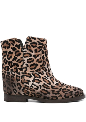 Via Roma 15 leopard-print calf-leather ankle boots - Brown